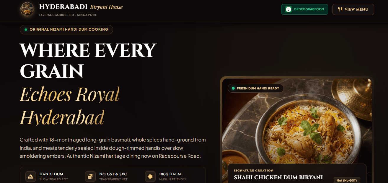 Hyderabadi Biryani House: Restaurant Landing Page